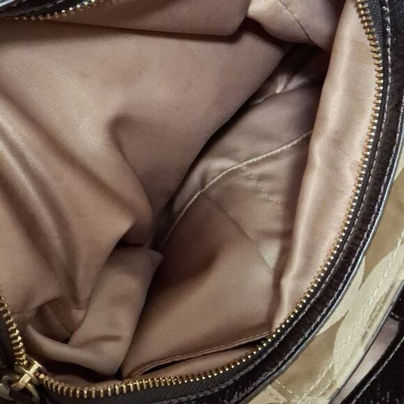 Coach 14305 Madison Signature Op Art Brown Sateen Maggie Carryall Shoulder Bag - Picture 8 of 12